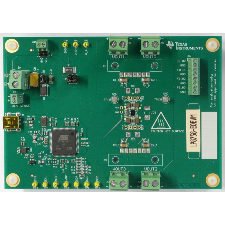 LP8758-E0EVM LP8758-E0 Four Output Step-Down DC-DC Regulator Evaluation Module top board image