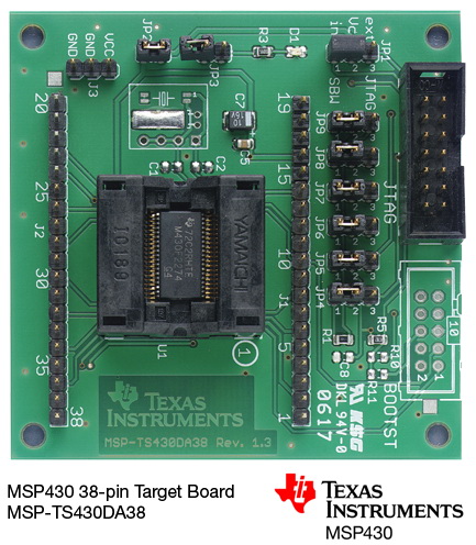 MSP-TS430DA38 MSP-TS430DA38 - 适用于 MSP430F2x 和 MSP430G2x MCU 的 38 引脚目标开发板 top board image