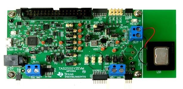 TAS2555YZEVM TAS2555 5.7W クラス-D オーディオ・アンプ評価モジュール top board image