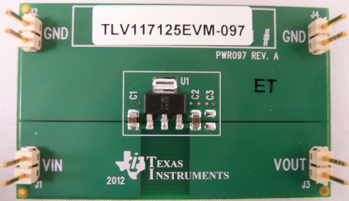TLV117125EVM-097 Evaluation Module for TLV117125 1A, Positive Fixed Voltage, Low-Dropout Linear Regulator top board image