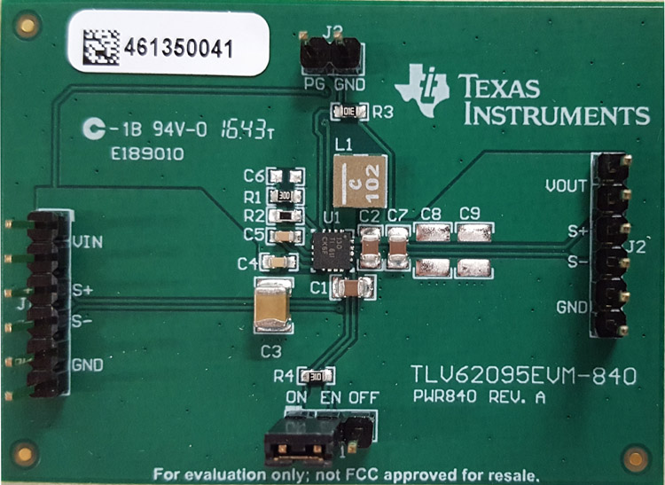 TLV62095EVM-840 Evaluation Module for TLV62095 a 5.5-V Input, 4-A Output, Step-Down Converter top board image