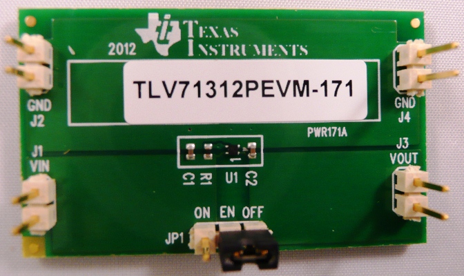 TLV71312PEVM-171 150-mA, Low-Dropout Regulator Evaluation Module top board image