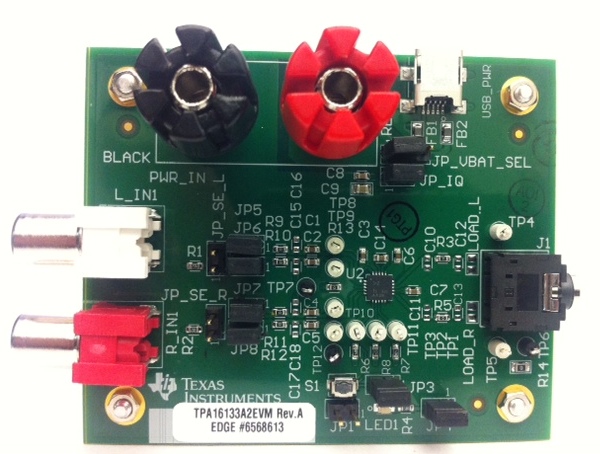 TPA6133A2EVM Placa de evaluación para amplificador de auriculares DirectPath™ TPA6133A2 top board image