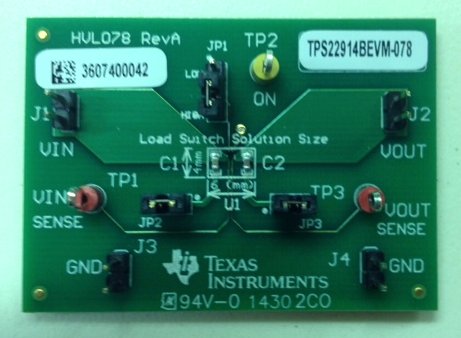 TPS22914BEVM-078 TPS22914B Evaluation Module top board image