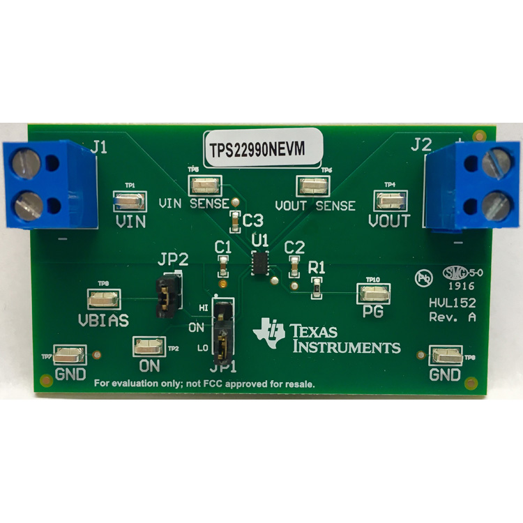 TPS22990NEVM TPS22990N 5.5V, 10A, 3.9mΩ On-Resistance Load Switch Evaluation Module top board image