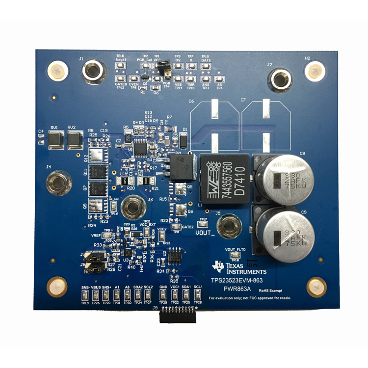 TPS23523EVM-863 大電力負電圧アプリケーション向け TPS23523 評価モジュール top board image