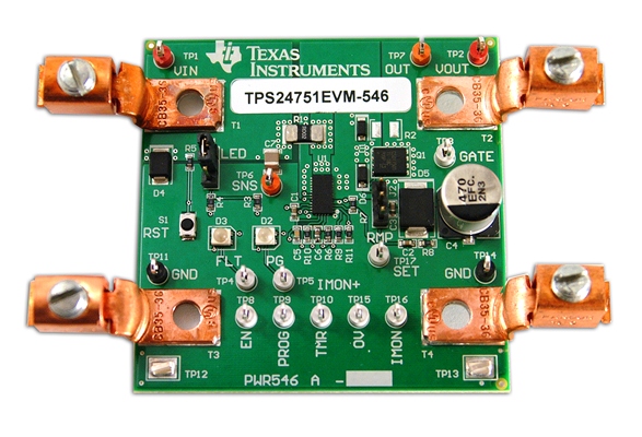 TPS24751EVM-546 TPS24751EVM-546 2.5 ～ 18 V 正電圧 10 A 統合型ホット・スワップ・コントローラ top board image