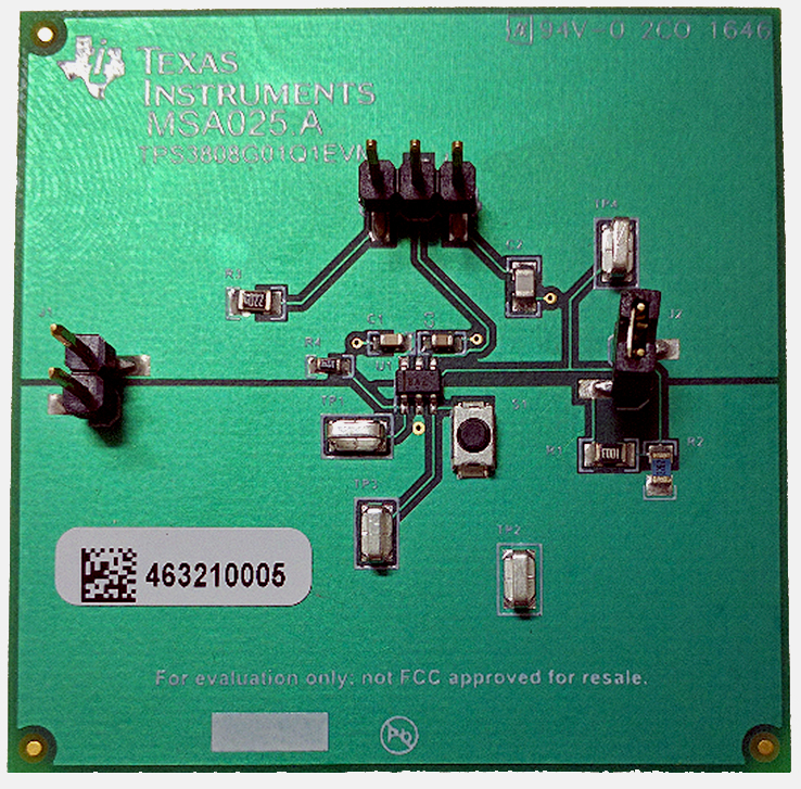 TPS3808G01Q1EVM TPS3808G01-Q1 automotive voltage supervisor evaluation module top board image