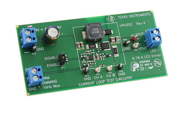 TPS40211EVM-352 8V to 18V Input, 20V to 35V Output, 700-mA Non-Synchronous Boost Current Regulator for LED Drive top board image
