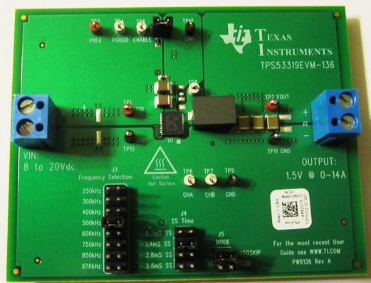TPS53319EVM-136 TPS53319 Evaluation Module top board image