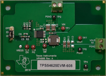 TPS54625EVM-608 TPS54625 Synchronous Step-Down Converter Evaluation Module top board image