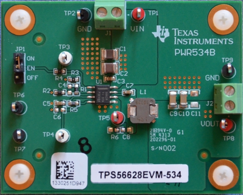 TPS56628EVM-534 TPS56628EVM-534 - 18V 入力、6A、同期整流・降圧コンバータ評価基板 top board image
