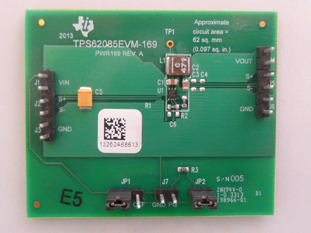 TPS62085EVM-169 具有 DCS-Control 和 Hiccup 短路的 TPS62085EVM-169 3-A 降壓轉換器評估模組 top board image
