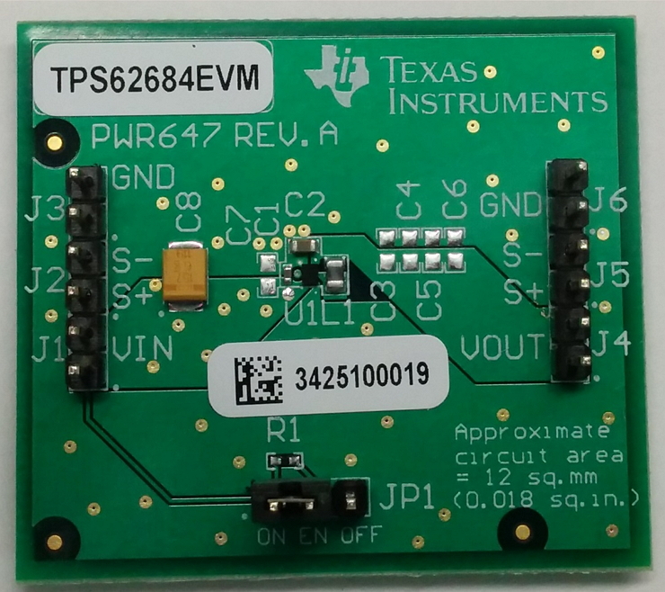 TPS62684EVM-647 1.6-A Step Down Converter Evaluation Module Evaluation Module top board image