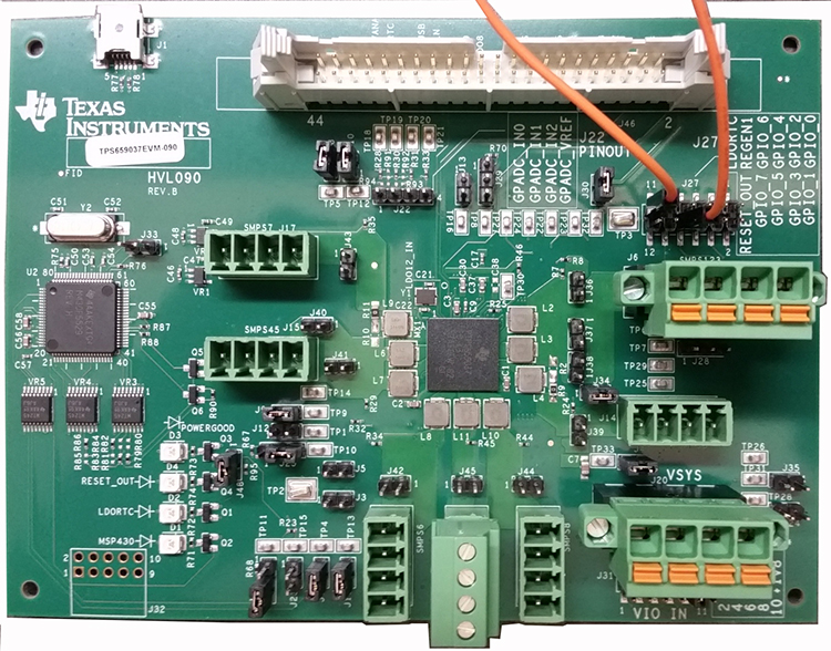 TPS659037EVM-090 TPS659037 Power Management IC Evaluation Module top board image