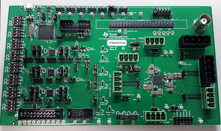 TPS65917EVM TPS65917-Q1 Power Management IC Evaluation Module top board image