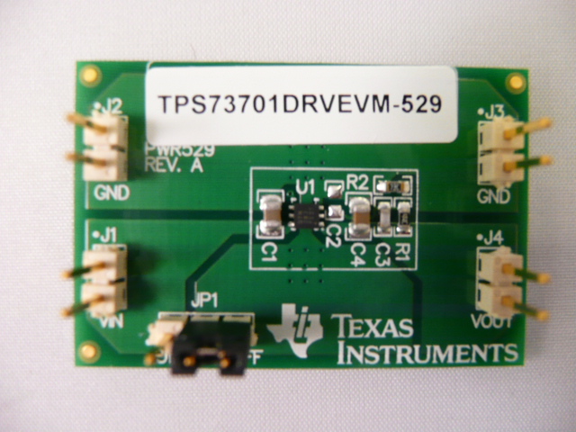 TPS73701DRVEVM-529 TPS73701 Low-Dropout Regulator Evaluation Module top board image