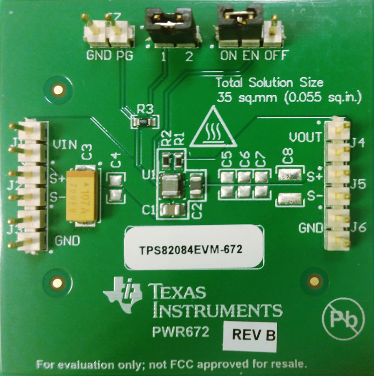 TPS82084EVM-672 2-A Step Down Converter with Integrated Inductor Evaluation Module top board image