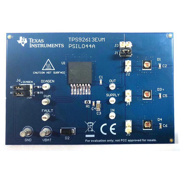 TPS92613EVM TPS92613-Q1 Single-Channel LED Driver Evaluation Module top board image