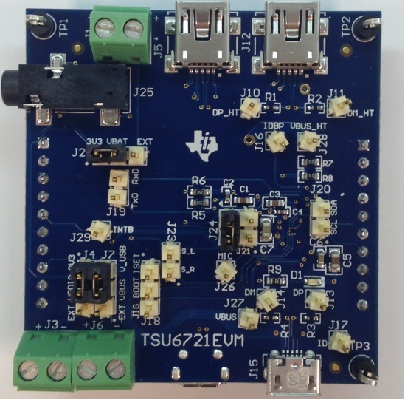 TSU6721EVM TSU6721EVM: Micro-USB Switch Evaluation Module top board image