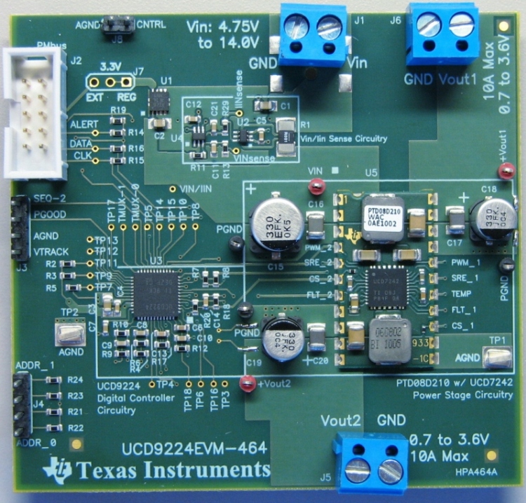 UCD9224EVM-464 Evaluation Module for UCD9224 Digital PWM System Controller top board image