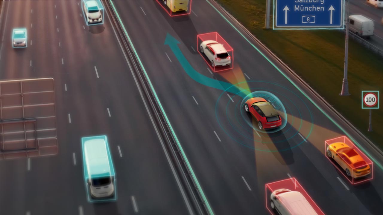Cars using ADAS on highways