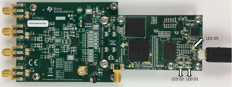  Hardware-Einrichtung und LED-Indikatoren des EVM-PDK