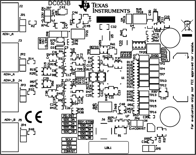  Oberstes Overlay der ADS9224REVM-Leiterplatte