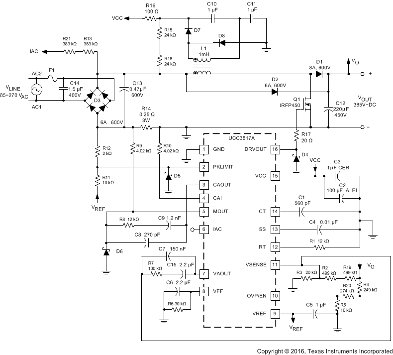 UCC2817A UCC2818A UCC3817A UCC3818A Typical_App_Circuit_SLUS577D.gif