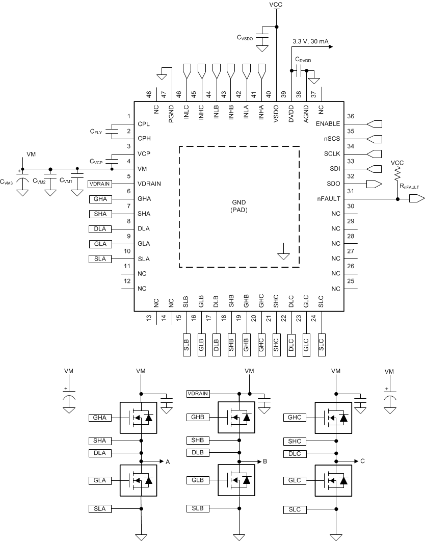 DRV8340-Q1 drv8340-q1-primary-application-schematic.gif