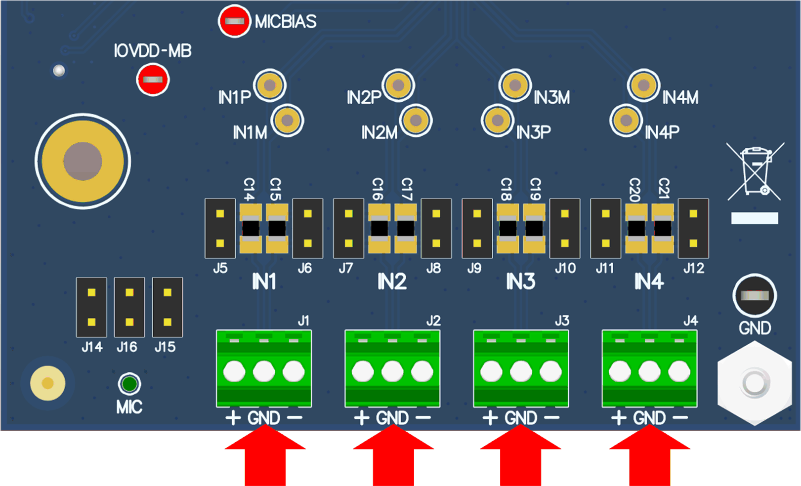 TAA3040 TAA3040EVB Connection for Line Input Application