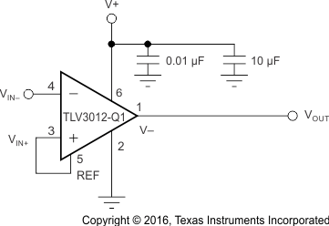 TLV3011-Q1 TLV3012-Q1 TLV3011B-Q1 TLV3012B-Q1 Basic Connections