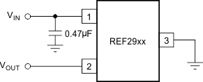 REF2912 REF2920 REF2925 REF2930 REF2933 REF2940 Typical_Connections_for_Operation_REF29xx_SBVS033C.gif
