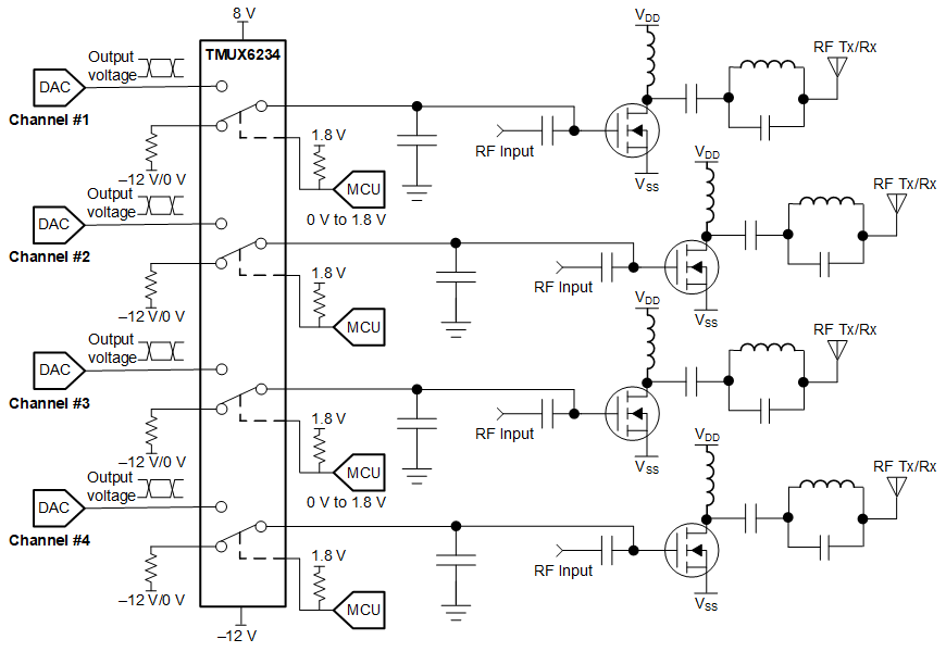TMUX6234 Typical Application