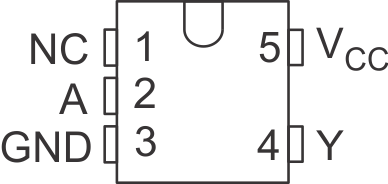 SN74LV1T04 DCK or DBV Package,5-Pin SC70 or
                        SOT-23(Top View)