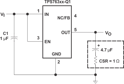 TPS763-Q1 Typical Application Circuit