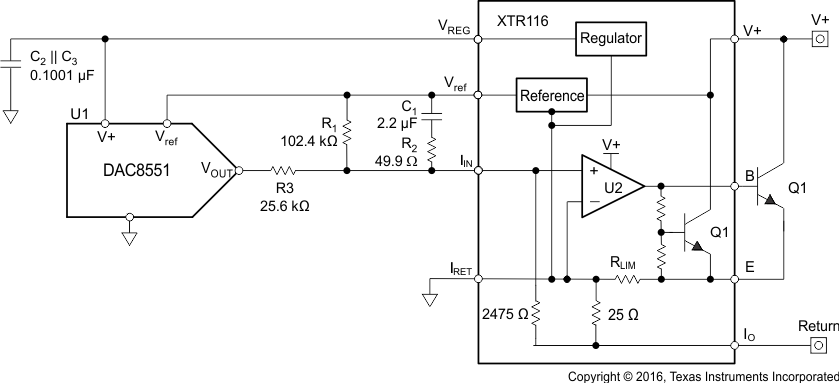 DAC8551-Q1 DAC6551-Q1 app-schem_SLASEB8.gif