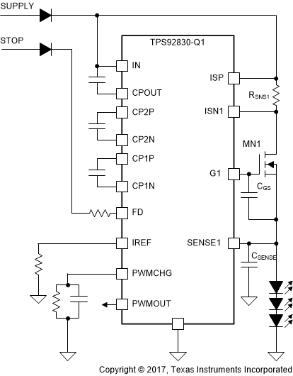TPS92830-Q1 Highside_MOSFET_with_Capacitor_SLIS178.gif