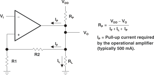 TLC27L1 TLC27L1A Resistive Pullup Resistor
                    to Increase VOH
