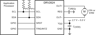 DRV2624 I2C Control with Optional External Trigger