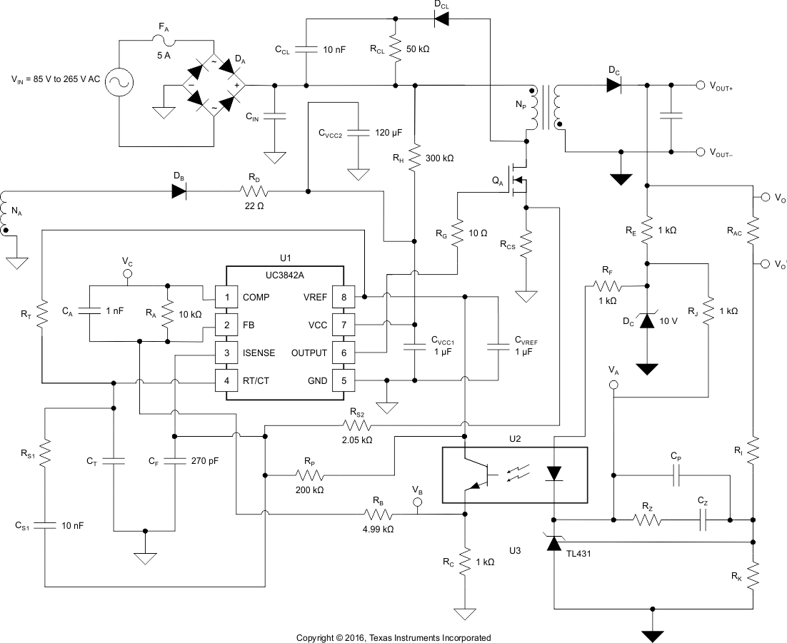UC1842A UC1843A UC1844A UC1845A  UC2842A UC2843A UC2844A UC2845A  UC3842A UC3843A UC3844A UC3845A Typical Flyback Application Circuit
