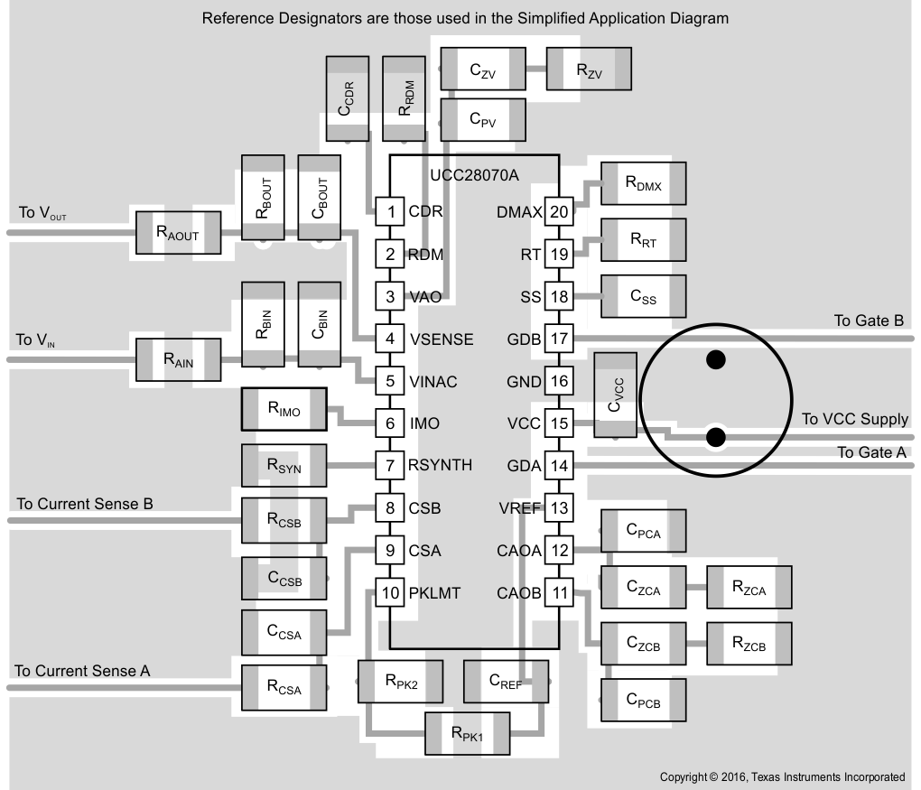 UCC28070-Q1 Layout Diagram
