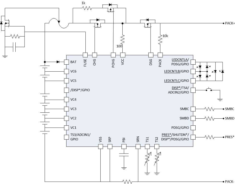 BQ40Z80 Simplified Schematic