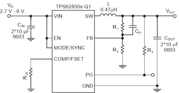 TPS628501-Q1 TPS628502-Q1 TPS628503-Q1 Simplified Schematic