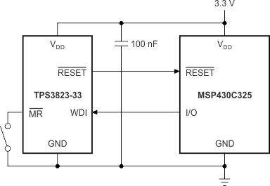 TPS3820 TPS3823 TPS3824 TPS3825 TPS3828 Typical Application
                        Schematic