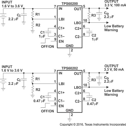 TPS60200 TPS60201 TPS60202 TPS60203 typ_operating_circuit_low_battery_detector_slvs274.gif