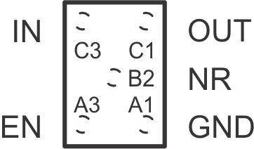TPS793 YZQ Package,5-Pin DSBGA(Top View) (Legacy Chip Only)