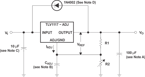 TLV1117 Basic
                    Adjustable Regulator