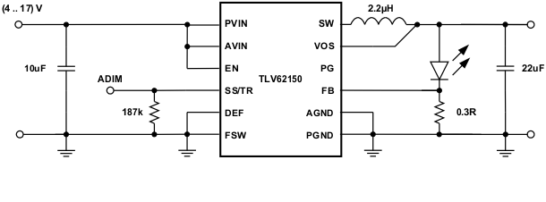 TLV62150 TLV62150A SLVSB71_LEDapp.gif