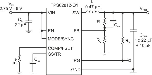TPS62810-Q1 TPS62811-Q1 TPS62812-Q1 TPS62813-Q1 Measurement Setup for TPS62812-Q1 and TPS62811-Q1